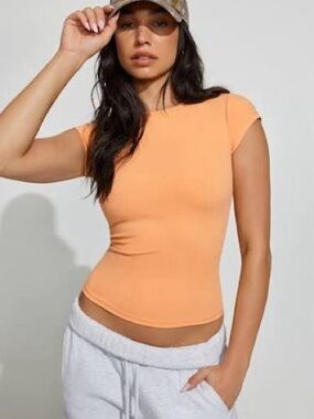 Garage Women's Short Sleeve Fitted Tee - Peach Orange